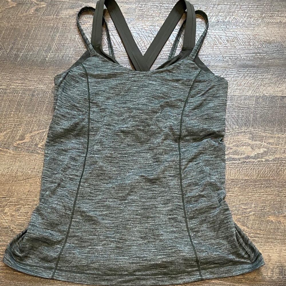 lululemon athletica Heathered Black Strappy Tank Top